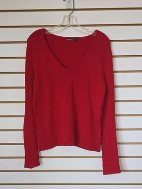 Olo Red V-Neck Sweater - Women Lg